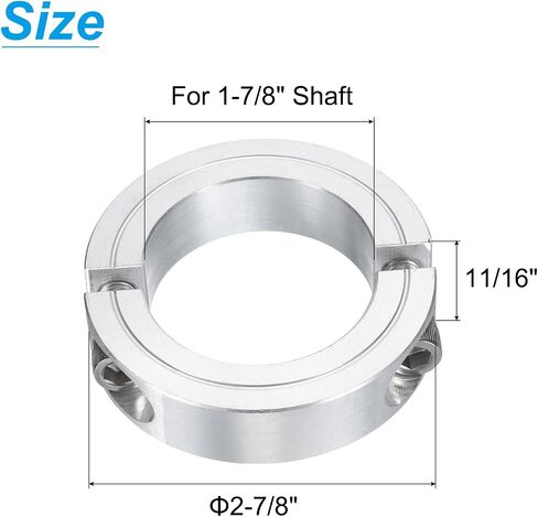 uxcell 4pcs مقسمة مزدوجة قفل عمود العمود من 1-7/8 "عمود ، طوق لقطتين 2-7/8" OD ، 11/16 "، سميكة من ألومنيوم مجموعة من طوق تقسيم المسمار Clamp in Saudi Arabia