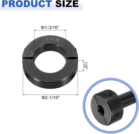 uxcell 4pcs Double Split Shaft Collar for 1-3/16" Shaft, Two-Piece Clamping Collar, 2-1/16" OD, 1/2" Width, Black Oxide Steel Lock Collar Clamp, Set Screw Style in Saudi Arabia