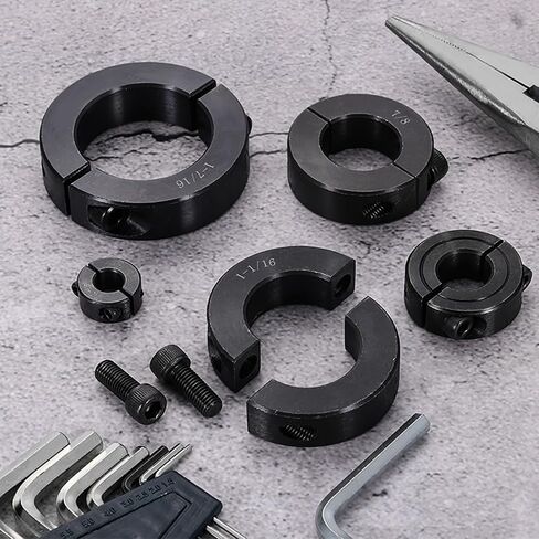 uxcell 4pcs Double Split Shaft Collar for 1-3/16" Shaft, Two-Piece Clamping Collar, 2-1/16" OD, 1/2" Width, Black Oxide Steel Lock Collar Clamp, Set Screw Style in Saudi Arabia