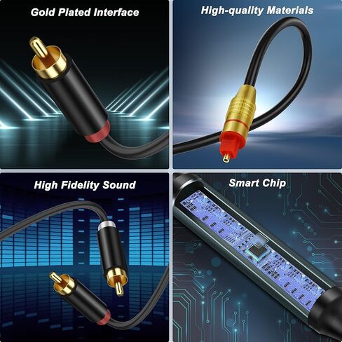 XMSJSIY SPDIF الألياف الضوئية إلى RCA 3.5 ملم محول كابل الصوت AUX AUX DIGITAL in Saudi Arabia