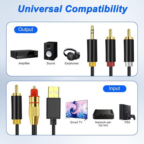 XMSJSIY SPDIF الألياف الضوئية إلى RCA 3.5 ملم محول كابل الصوت AUX AUX DIGITAL in Saudi Arabia
