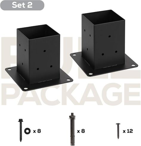 4x4 Post Base, Inner Size 3.5"x3.5"Deck Post Base, Deck Post Base for Concrete, for Mailbox Support Wood Fence Post Anchort (Black - Set 2) in Kuwait
