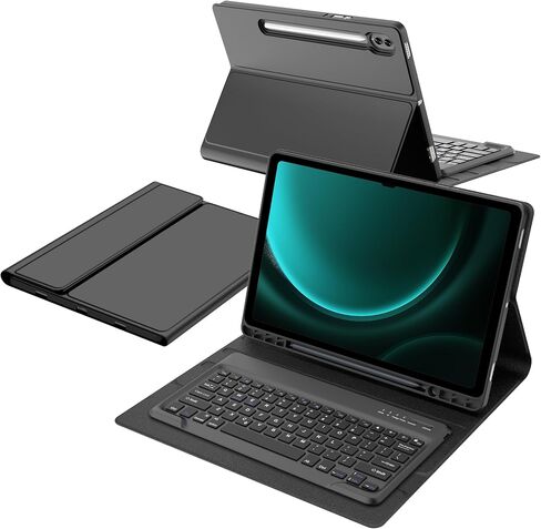 Keyboard Case for Galaxy Tab S10 FE/S9 FE 5G 10.9''/S9 11'' 2023, Detachable Wireless Bluetooth Keyboard, Slim Folio Stand Magnetic Cover with S Pen Holder Support Wireless Charging, Auto Wake/Sleep in Saudi Arabia