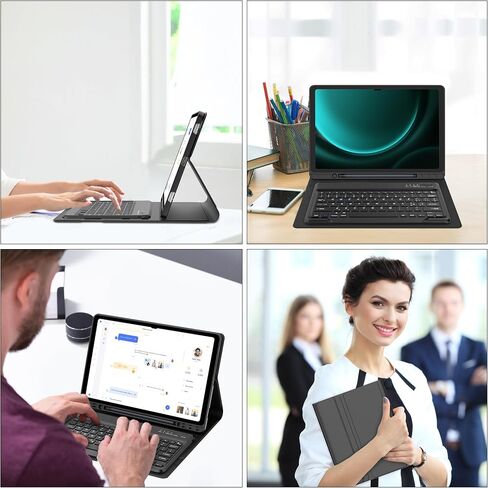 Keyboard Case for Galaxy Tab S10 FE/S9 FE 5G 10.9''/S9 11'' 2023, Detachable Wireless Bluetooth Keyboard, Slim Folio Stand Magnetic Cover with S Pen Holder Support Wireless Charging, Auto Wake/Sleep in Saudi Arabia