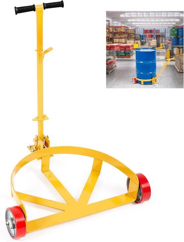 VEVOR 55 Gallon Drum Dolly, 1,200 Pounds Capacity Oil Drum Cart with 3 Smooth-Rolling Wheels and Labor-Saving Handle, Heavy Duty Q235 Steel Barrel Drum Dollies for Garages Warehouse Workshop in Saudi Arabia