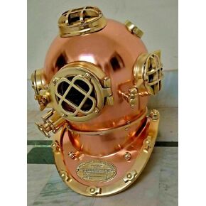 Deeo See Vintage U.S Navy Mark V Copper Brass Diving Divers Helmet Antique SEA Nautical in Kuwait