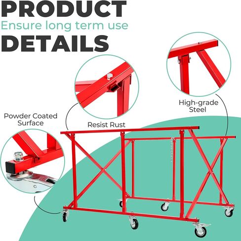 KUAFU Folding Truck Bed Cart Dolly Universal Pick Up Large Auto Parts Transporter w/6 Wheels Durable Steel 800lbs Weight Capacity in Saudi Arabia