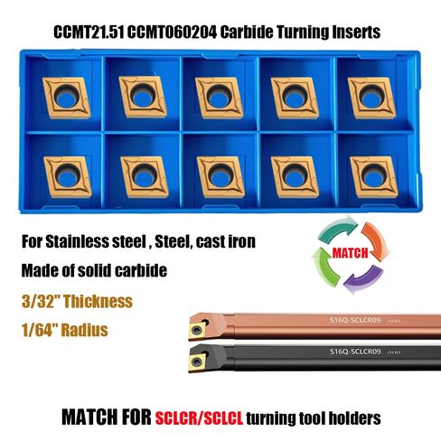 10pcs CCMT060204/CCMT21.51+10PCS DCMT070204/DCMT21.51 إدراج carbide ، طلاء tisin ، إدراج بديل لمخرطة CNC ، CCMT in Saudi Arabia