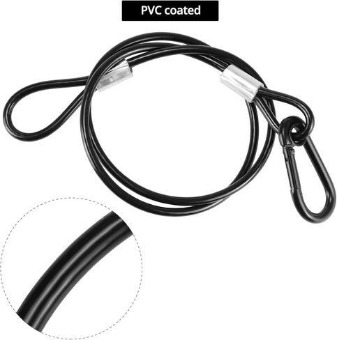 Qwork Heafty -Duty Duty Stafless Steel Cabled مع مشبك سبيكة الألومنيوم و Carabiner - طوله 25 "، 20 قطعة ، سعة تحميل 110 رطل in Kuwait