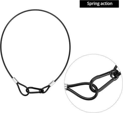 Qwork Heafty -Duty Duty Stafless Steel Cabled مع مشبك سبيكة الألومنيوم و Carabiner - طوله 25 "، 20 قطعة ، سعة تحميل 110 رطل in Kuwait