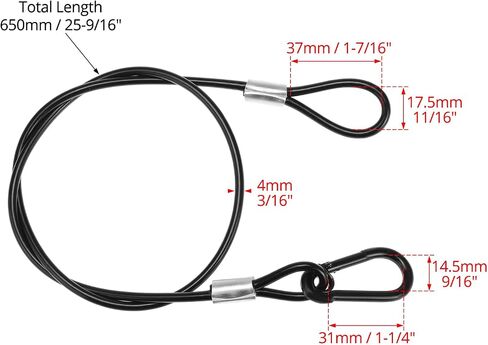 Qwork Heafty -Duty Duty Stafless Steel Cabled مع مشبك سبيكة الألومنيوم و Carabiner - طوله 25 "، 20 قطعة ، سعة تحميل 110 رطل in Kuwait