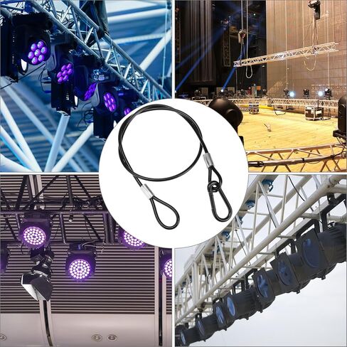 Qwork Heafty -Duty Duty Stafless Steel Cabled مع مشبك سبيكة الألومنيوم و Carabiner - طوله 25 "، 20 قطعة ، سعة تحميل 110 رطل in Kuwait