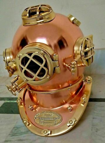 Deeo See Vintage U.S Navy Mark V Copper Brass Diving Divers Helmet Antique SEA Nautical in Kuwait