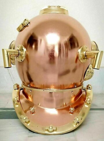 Deeo See Vintage U.S Navy Mark V Copper Brass Diving Divers Helmet Antique SEA Nautical in Kuwait