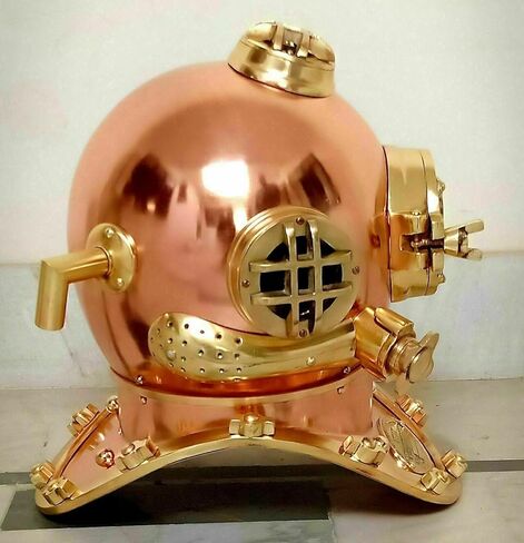 Deeo See Vintage U.S Navy Mark V Copper Brass Diving Divers Helmet Antique SEA Nautical in Kuwait