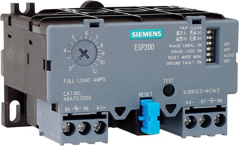 Siemens 3UB81234CW2 Solid State Overload Relay ، ESP200 CATALOG NO. 48ATC3S00 ، 3 إلى 12A ، حجم الإطار A1 ، 3-PHASE ، الفئة 5/10/20/30 قابلة للتعديل ، اليدوي/التلقائي. in Saudi Arabia