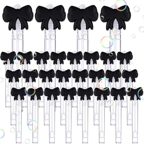 24 PCS Pink Bow Bubble Wands Bulk Black Pink Bow Party Party Favors Mini Bubble Wands for Party Form in Kuwait