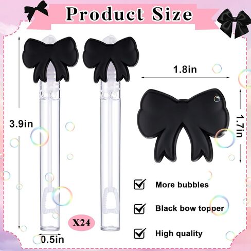 24 PCS Pink Bow Bubble Wands Bulk Black Pink Bow Party Party Favors Mini Bubble Wands for Party Form in Kuwait