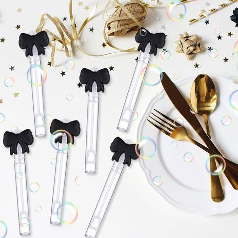24 PCS Pink Bow Bubble Wands Bulk Black Pink Bow Party Party Favors Mini Bubble Wands for Party Form in Kuwait