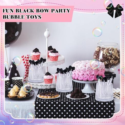 24 PCS Pink Bow Bubble Wands Bulk Black Pink Bow Party Party Favors Mini Bubble Wands for Party Form in Kuwait