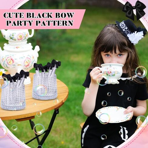24 PCS Pink Bow Bubble Wands Bulk Black Pink Bow Party Party Favors Mini Bubble Wands for Party Form in Kuwait