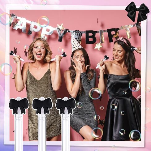 24 PCS Pink Bow Bubble Wands Bulk Black Pink Bow Party Party Favors Mini Bubble Wands for Party Form in Kuwait