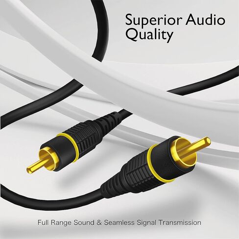 TNP Subwoofer S/PDIF Audio Digital Coaxial RCA Composite Video Cable (6 Feet) - Gold Plated Dual Shielded RCA to RCA Male Connectors - Black in Saudi Arabia
