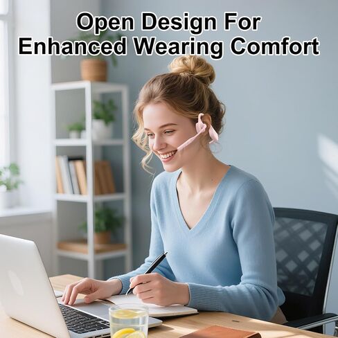 LK02 Open Ear Bluetooth Headphones with Microphone, Noise Cancelling Wireless Headset with Mute Button, Supports aptX/aptX-LL/aptX-HD, Designed for Meeting, Home Office,Driving(Not Bone Conduction) in Saudi Arabia