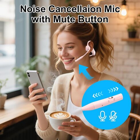 LK02 Open Ear Bluetooth Headphones with Microphone, Noise Cancelling Wireless Headset with Mute Button, Supports aptX/aptX-LL/aptX-HD, Designed for Meeting, Home Office,Driving(Not Bone Conduction) in Saudi Arabia