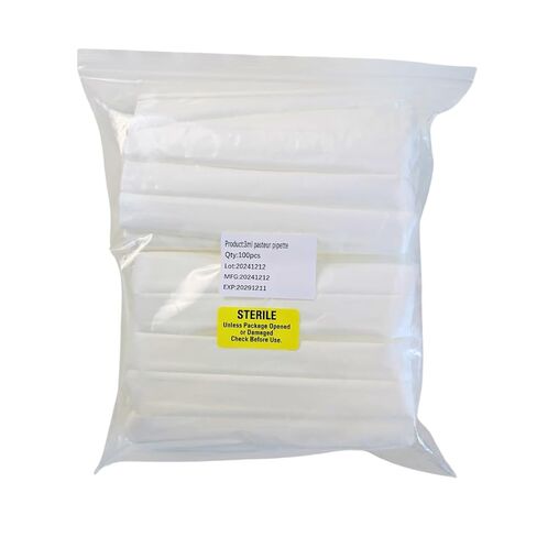 Sterile Pasteur Pipettes 3ml Disposable Plastic Transfer Pipette Dropper 100Pcs Graduated Calibrated Lab Pipettes, Low Density Polyethylene (LDPE), Individual Peel-Pack, Vol. 7ml in Kuwait