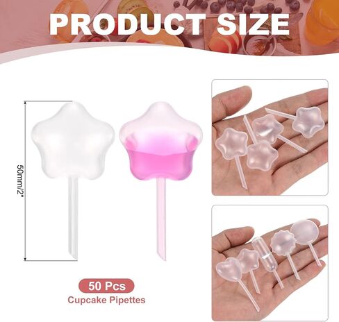 PATIKIL Cupcakes Pipettes, 100 Pcs 4ml Disposable Plastic Dessert Pipettes Strawberry Pipettes Squeeze Transfer Pipettes Droppers for Cupcakes Mini Cakes Desserts, Clear, Star Shape in Saudi Arabia