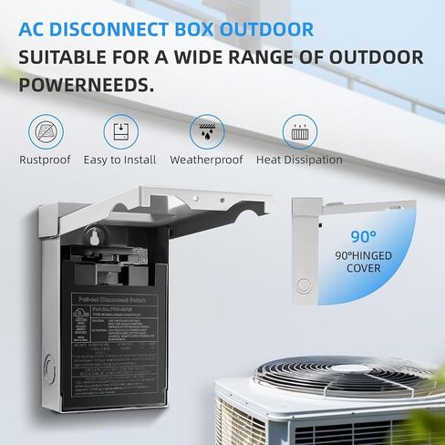 Pack of 2 60 Amp AC Disconnect Switch Outdoor 120/240VAC Pull Out Switch Waterproof Metal Box for Air Conditioning Non-Fused in Saudi Arabia