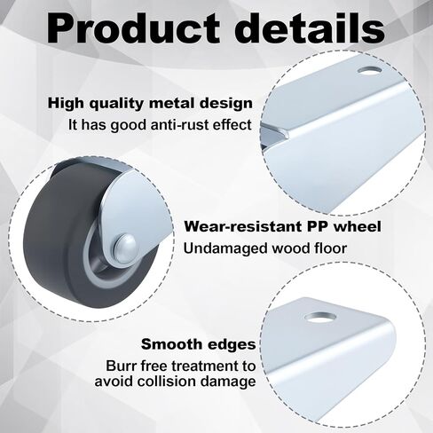 1 Pcs Gate Caster Wheels Replacement, Rubber Rolling Swivel Casters, Non-Slip Pulley Directional Wheel for Garden, Gate, Fence, Tables, Sofa, Furniture (1.6") in Kuwait