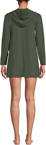 Lands' End Women's Cotton Jersey Long Sleeve Hooded Swim Cover-up Dress in Saudi Arabia