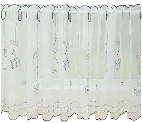 Window Curtain,Valance Curtains Sheer Valance Curtain,Window Curtains,Embroidery Cafe Valance Sheer Short Curtain Small Window Treatment Little Curtains(H42CM,W230CM) in Saudi Arabia