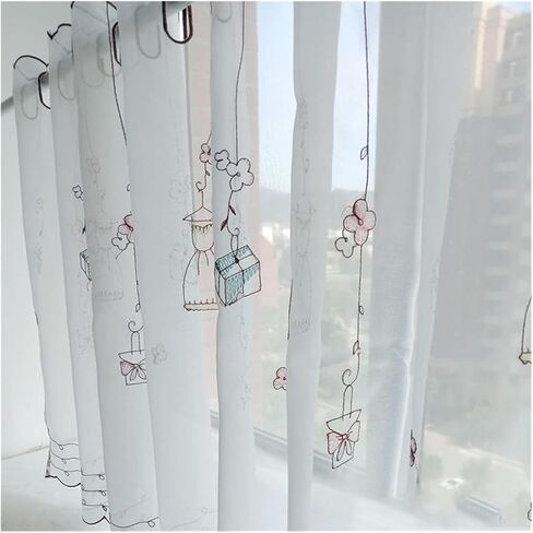 Window Curtain,Valance Curtains Sheer Valance Curtain,Window Curtains,Embroidery Cafe Valance Sheer Short Curtain Small Window Treatment Little Curtains(H42CM,W230CM) in Saudi Arabia