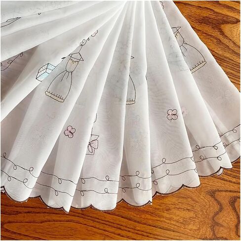 Window Curtain,Valance Curtains Sheer Valance Curtain,Window Curtains,Embroidery Cafe Valance Sheer Short Curtain Small Window Treatment Little Curtains(H42CM,W230CM) in Saudi Arabia