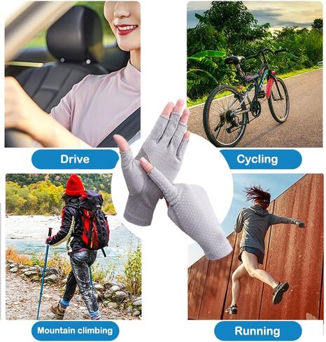 Women Driving Gloves UV-Sun-Protection- Summer Outdoor UPF 50+ Breathable Cycling Gloves Touchscreen Half-Finger Gloves in Kuwait