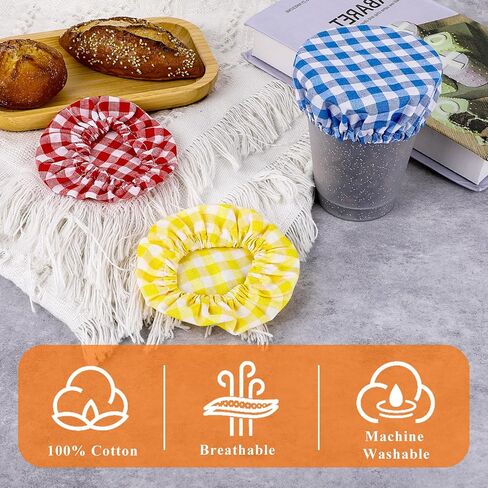 3 PCS SOURDOUGH JAR COVER ALDABLE مرنة ملونة بلود مصنوعة يدويًا مصنوعة يدويًا أغطية القماش سلة سلة سلة للحفاظ in Saudi Arabia