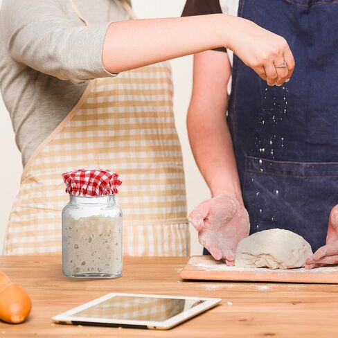 3 PCS SOURDOUGH JAR COVER ALDABLE مرنة ملونة بلود مصنوعة يدويًا مصنوعة يدويًا أغطية القماش سلة سلة سلة للحفاظ in Saudi Arabia
