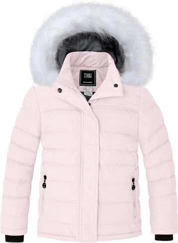 ZSHOW Girls' Water Resistant Puffer Jacket Soft Fleece Lined Padded Hooded Winter Coat in Saudi Arabia