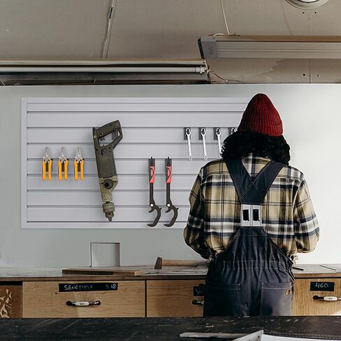 NeatiEase Slatwall Panel Wall Storage Systems, 4 x 8ft Slat Wall Paneling Garage Wall Organizer, Heavy Duty Wall Mounted PVC Wall Rack (Black) in Kuwait