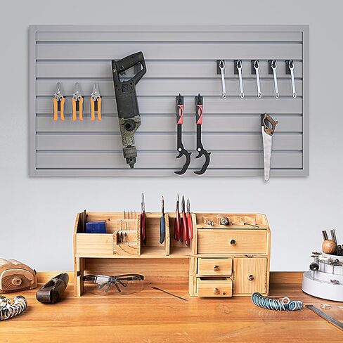 NeatiEase Slatwall Panel Wall Storage Systems, 4 x 8ft Slat Wall Paneling Garage Wall Organizer, Heavy Duty Wall Mounted PVC Wall Rack (Black) in Kuwait