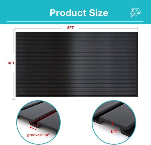 NeatiEase Slatwall Panel Wall Storage Systems, 4 x 8ft Slat Wall Paneling Garage Wall Organizer, Heavy Duty Wall Mounted PVC Wall Rack (Black) in Kuwait