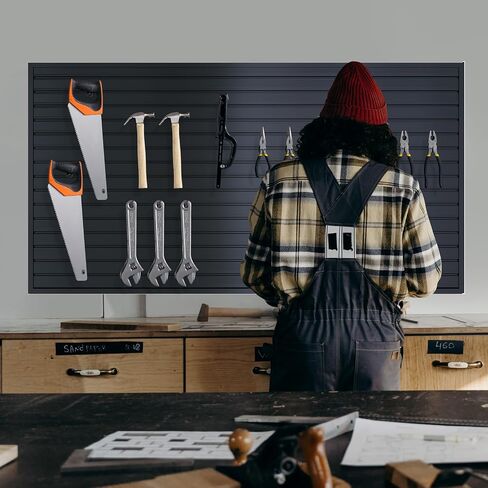 NeatiEase Slatwall Panel Wall Storage Systems, 4 x 8ft Slat Wall Paneling Garage Wall Organizer, Heavy Duty Wall Mounted PVC Wall Rack (Black) in Kuwait