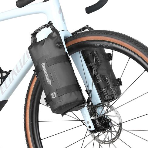 Rhinowalk Bike Front Fork Bag Waterproof Bicycle Pannier Bag 4L Rack Pouch for Mountain Bike E-Scooter Long Distance Riding Package Cycling Accessories (Black, 1pc) in Saudi Arabia