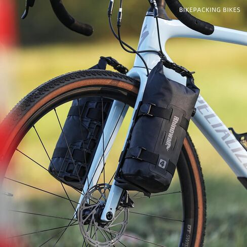 Rhinowalk Bike Front Fork Bag Waterproof Bicycle Pannier Bag 4L Rack Pouch for Mountain Bike E-Scooter Long Distance Riding Package Cycling Accessories (Black, 1pc) in Saudi Arabia