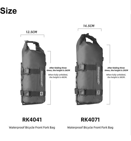 Rhinowalk Bike Front Fork Bag Waterproof Bicycle Pannier Bag 4L Rack Pouch for Mountain Bike E-Scooter Long Distance Riding Package Cycling Accessories (Black, 1pc) in Saudi Arabia