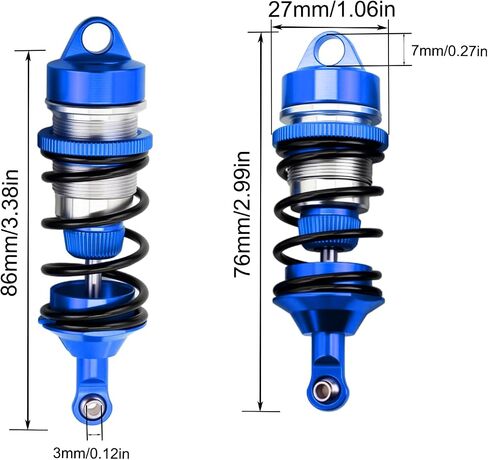 4PCS Aluminum Front & Rear Shocks Upgrade for ARRMA 1/7 Felony 6S BLX Infraction 6S BLX Limitless,Replace#ARA330627 ARA330628 (Black) in Saudi Arabia