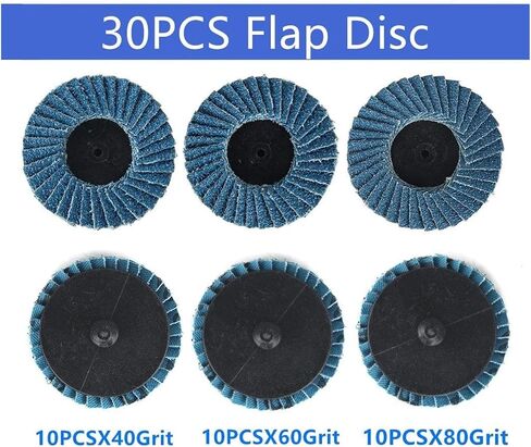 31pcs 2Inch Zirconia Alumina Flat Flap Disc Roll Lock Grinding Sandpaper Wheels with 1/4 Inch 40/60/80 Grit in Saudi Arabia